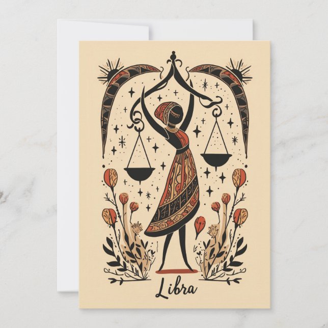De Festividades Cartão plano - Libra Celestial Zodiac Art (Frente)