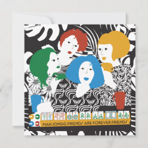 De Festividades Cartão plano Mah Jong Amigos