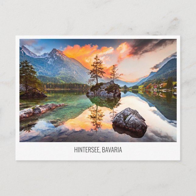 De Festividades Cartão postal com o lago Hintersee, Baviera, Alema (Frente)