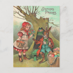 De Festividades Cartão postal da Páscoa francesa Vintage