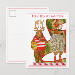 De Festividades Cartão postal DASHER DANCER
