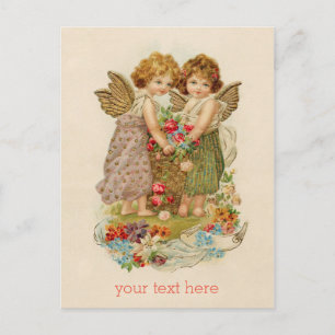 De Festividades Cartão postal do namorados do cherub Vintage + tex