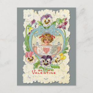 De Festividades Cartão postal do Namorados Vintage Cherub e Pansie