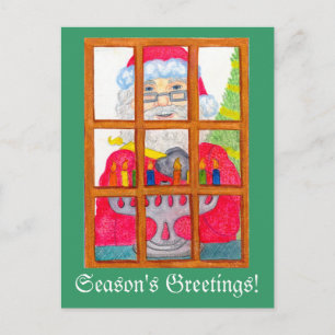 De Festividades Cartão postal do Papai Noel acendendo a Menorá
