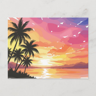 De Festividades Cartão postal do pôr do sol na praia da ilha vinta