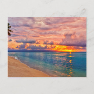 De Festividades Cartão postal do pôr do sol na praia da ilha vinta