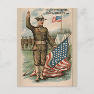 De Festividades Cartão postal do soldado patriótico segurando a ba