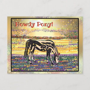 De Festividades Cartão postal "Howdy" do Pet Star Sunset Pony