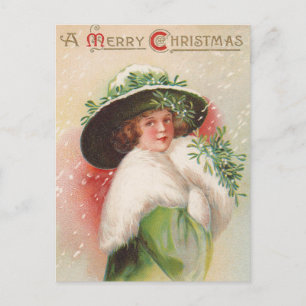 De Festividades Cartão postal natais vintages Lady Holiday