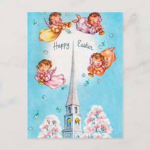 De Festividades Cartão postal retrô vintage Anjos Feriado Páscoa