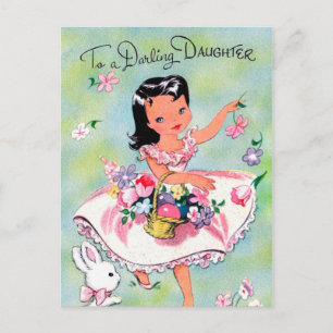 De Festividades Cartão postal retro vintage da Páscoa da filha das