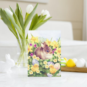 De Festividades Cartão postal retrô vintage do coelho da Páscoa