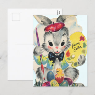 De Festividades cartão postal retro vintage Easter Bunny Holiday