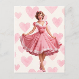 De Festividades Cartão Postal Romântico Retro Pink Hearts