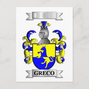 De Festividades Cartão Postal Sobrenome e Brasão da Família Greco