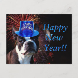 De Festividades Cartão postal terrier da feliz ano novo Boston