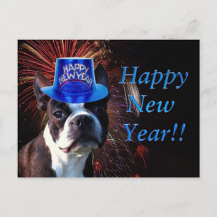 De Festividades Cartão postal terrier da feliz ano novo Boston