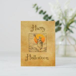 De Festividades Cartão Postal Vintage da Bruxa do Halloween