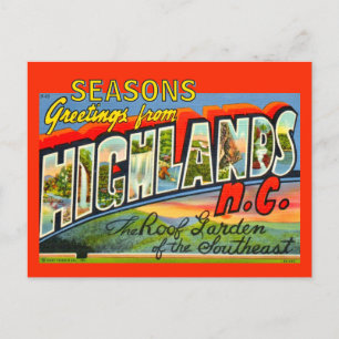 De Festividades Cartão postal Vintage Highlands NC Holiday