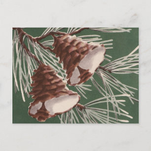 De Festividades Cartão postal Vintage Pine Cone Christmas Bels