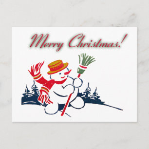 De Festividades Cartão postal Vintage Snowman