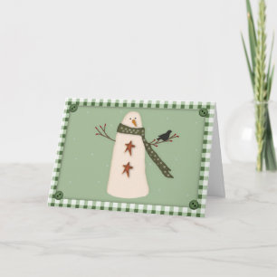 De Festividades Cartão Primitivo Snowman