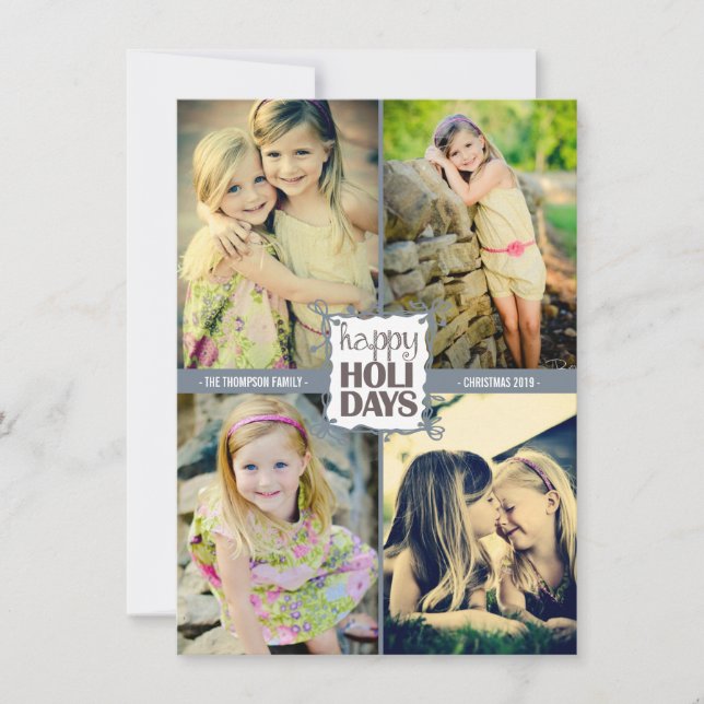 De Festividades Cartão Quad Fotográfico Feliz Natal Férias (Frente)