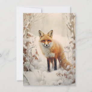 De Festividades Cartão Raposa na Neve