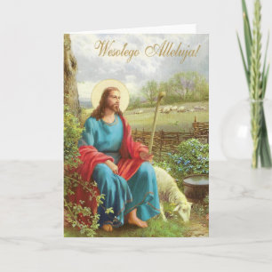 De Festividades Cartão religioso polonês da páscoa do vintage