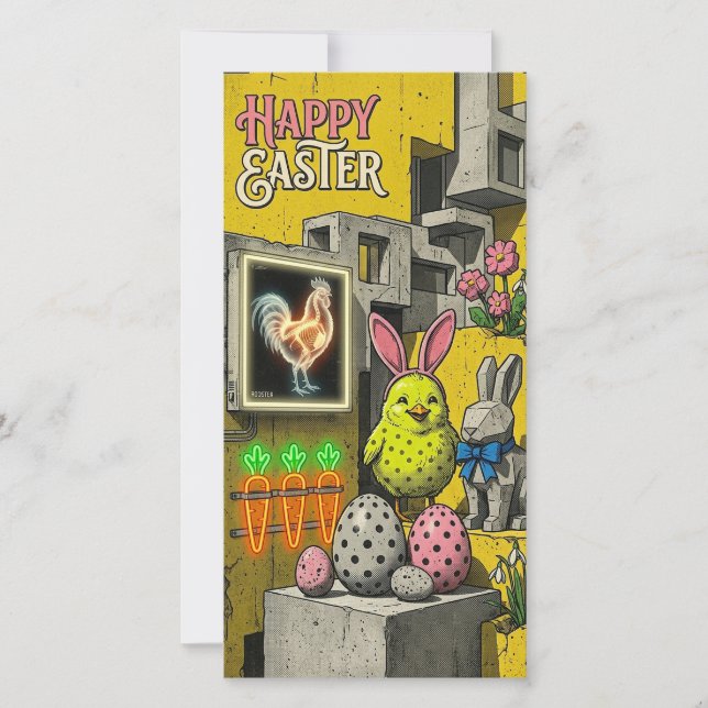 De Festividades Cartão Retro Feliz Páscoa (Frente)