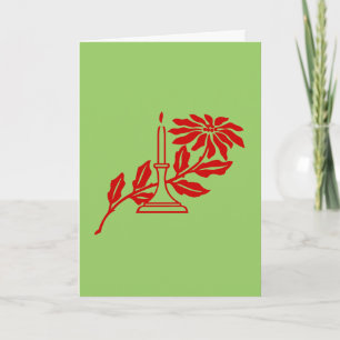 De Festividades Cartão - Saudação - Vela Vermelha e Poinsettia