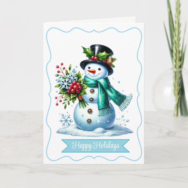 De Festividades Cartão Snowman Feriado (Frente)