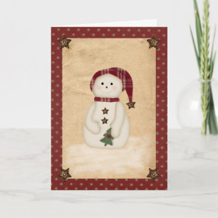 De Festividades Cartão Snowman Prim Country