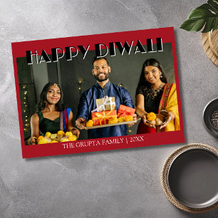 De Festividades Cartão Vermelho Tradicional Foto Feliz Diwali