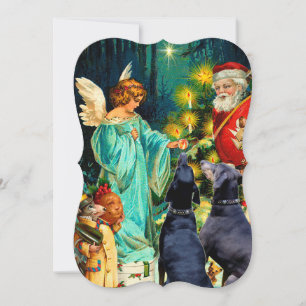 De Festividades Cartão vintage do Cachorro Doberman engraçado