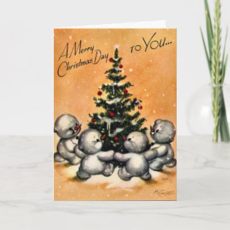 De Festividades Cartão Vintage Snowman - Personalizado