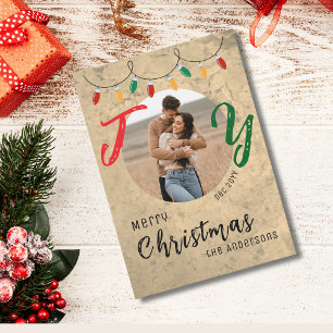 De Festividades Casais Foto Rústico Alegria Feliz Natal Cartão Pla