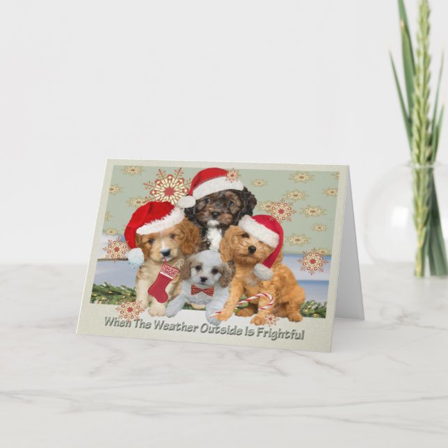 De Festividades Cavapoo Quando O Tempo Lá Fora É Um Cartão Assusta (Frente)