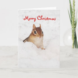 De Festividades Christnas alegre pouco cartão nevado do Chipmunk