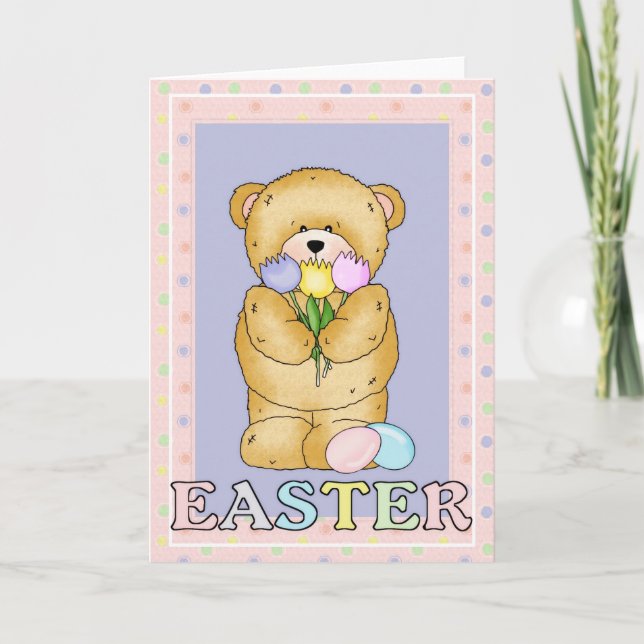 De Festividades Chubby Cubby Teddy Bear d7 - Páscoa Cartão Saudaçã (Frente)