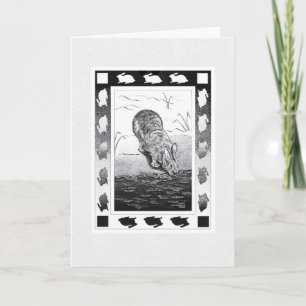 De Festividades Coelho à Beira d'Água Feliz Natal Cartão Dobrado d