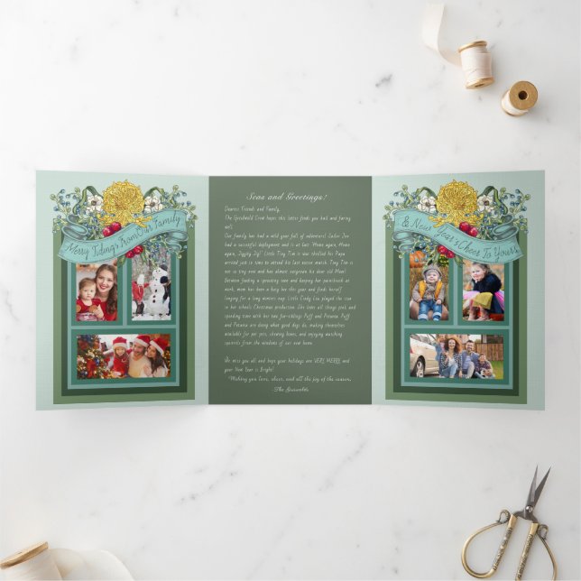 De Festividades Com Dobra Tripla Cartão Fotográfico Triptico Submarino "Mares e Sau (Dentro)