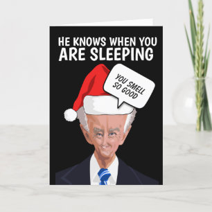 DE FESTIVIDADES CREEPY JOE BIDEN SNIFF CHRISTMAS GREETING CARTÃO