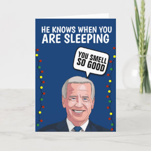 DE FESTIVIDADES CREEPY JOE BIDEN SNIFF CHRISTMAS GREETING CARTÃO
