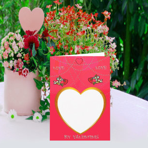 De Festividades Cupid e Heart Frame Adicionar seu Cartão com fotos