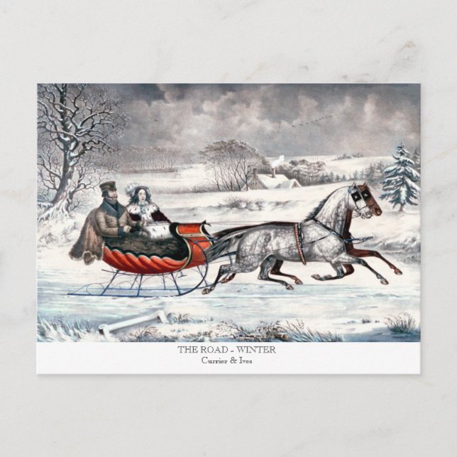 De Festividades Currier & Ives - Cartão postal - A ESTRADA - WINTE (Frente)