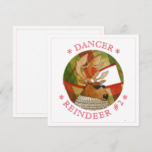 De Festividades DANCER REINDEER Cartão Quadrado Plano 5,25"