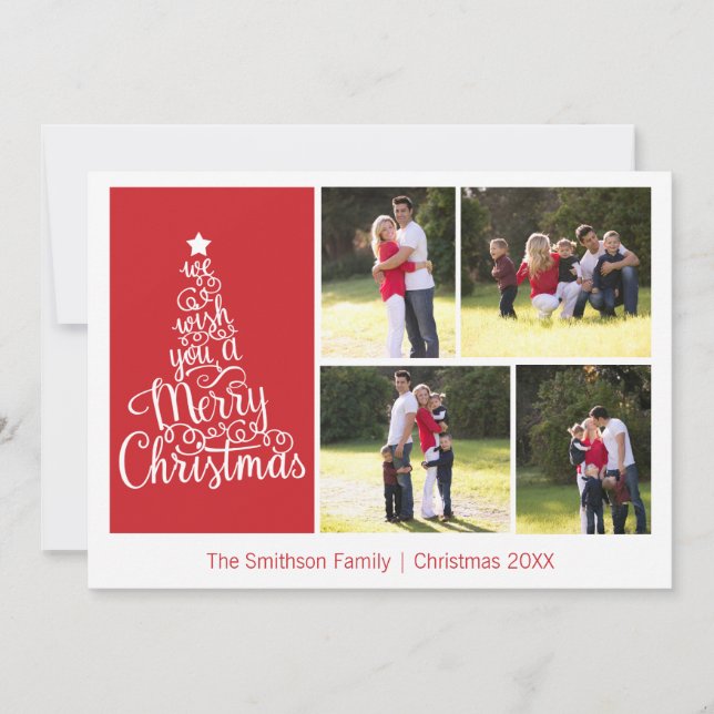 De Festividades Desejamos a você um feliz cartão vermelho fotográf (Frente)