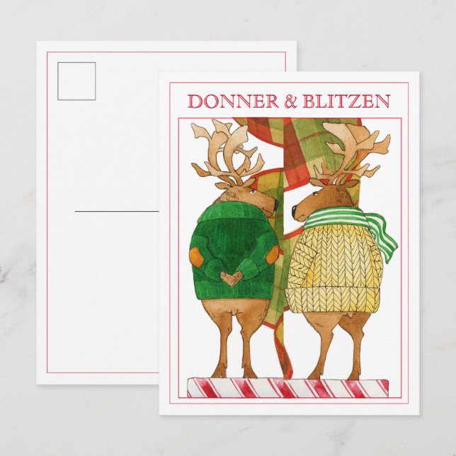 De Festividades DONNER BLITZEN Cartão Postal (Frente/Verso)