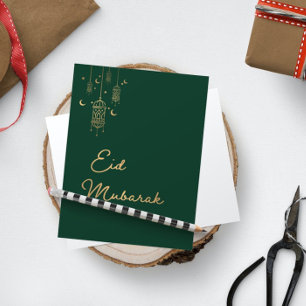 De Festividades Eid Mubarak Green & Dourado Cartão Eid